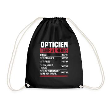 Optiker Stundensatz Geschenkidee Humor - Turnbeutel - Schwarz - Vorne