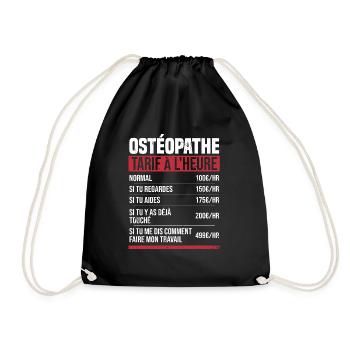 Osteopath hourly rate gift idea humor - Drawstring Bag - black - Front