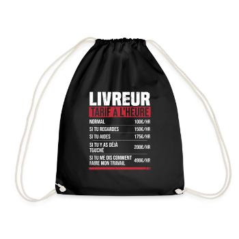Lieferbote Stundensatz Humor Geschenkidee - Turnbeutel - Schwarz - Vorne