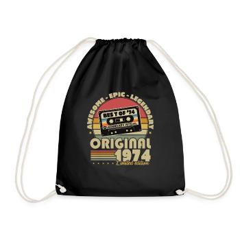 Original 1974 Vintage anniversaire rétro cadeau - Sac de sport léger - noir - Devant