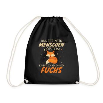 This is my human costume actually fox - Drawstring Bag - black - Front
