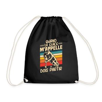 Quand la glace m'appelle je dois partir Hockey - Drawstring Bag - black - Front