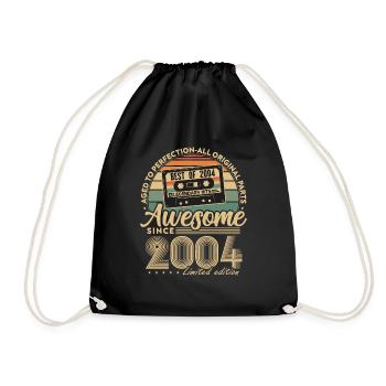 Jahrgang 2004 Geburtstagsgeschenk Geboren 2004 - Turnbeutel - Schwarz - Vorne