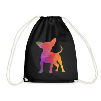 Rainbow Chihuahua - Drawstring Bag - black - Front