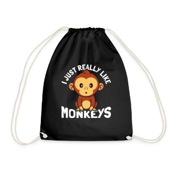 I just like monkeys a lot - Drawstring Bag - black - Front