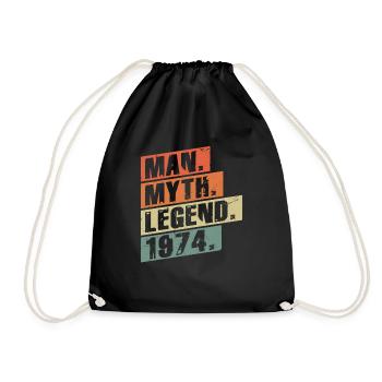 Vintage Born 1974 Man Myth Legend - Drawstring Bag - black - Front