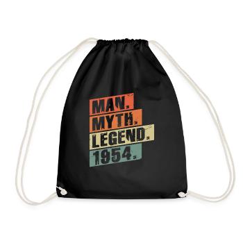 Vintage Born 1954 Man Myth Legend - Drawstring Bag - black - Front