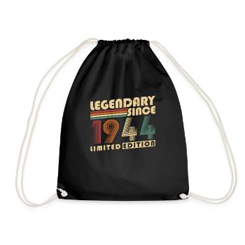 Legendary Since 1944 Vintage Birthday Gift - Drawstring Bag - black - Front