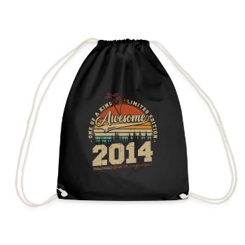 Jahrgang 2014 Vintage Geburtstag Geschenk Retro - Turnbeutel - Schwarz - Vorne