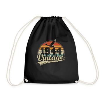 Vintage 1944 Vintage Birthday Gift Retro - Drawstring Bag - black - Front