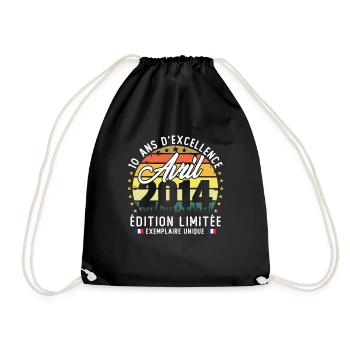 Avril 2014 Vintage Cadeau Anniversaire 10 Ans - Sac de sport léger - noir - Devant
