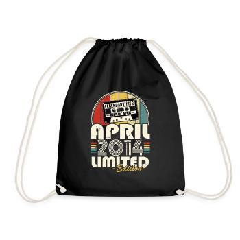 April 2014 Vintage Retro Geburtstagsgeschenk - Turnbeutel - Schwarz - Vorne