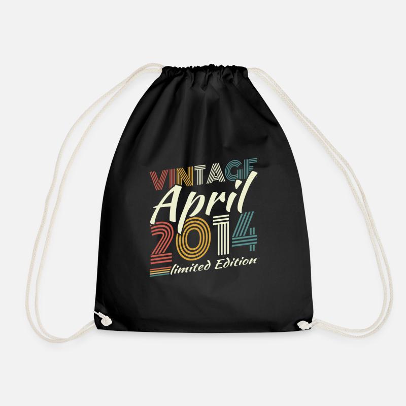 April 2014 Vintage Retro Geburtstagsgeschenk - Turnbeutel - Schwarz