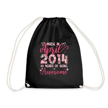 April 2014 Geschenk zum 10-jährigen Jubiläum für Mädchen - Turnbeutel - Schwarz - Vorne