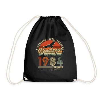 Legendary 1984 Vintage Vintage Birthday Gift - Drawstring Bag - black - Front