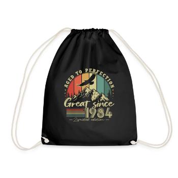 Great Since 1984 Vintage Birthday Gift - Drawstring Bag - black - Front