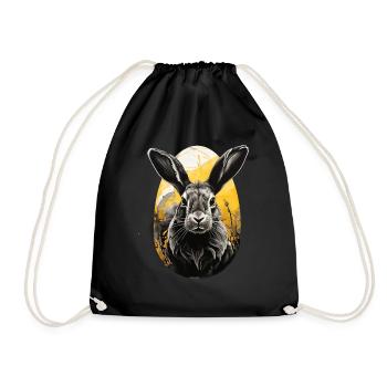 Hase, Osterhase, Kaninchen - Turnbeutel - Schwarz - Vorne