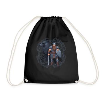 Viking warrior with raven - Drawstring Bag - black - Front
