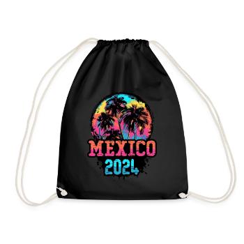 Mexiko 2024 Team Palmen Bunt - Turnbeutel - Schwarz - Vorne
