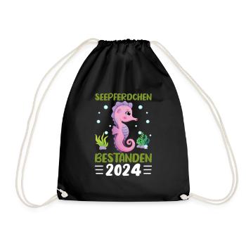 Seepferdchen bestanden 2024 Geschenkidee - Turnbeutel - Schwarz - Vorne