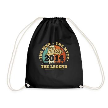 Vintage Mai 2014 Cadeau Anniversaire 10 Ans - Sac de sport léger - noir - Devant