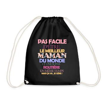 Pas facile maman et routière - Sac de sport léger - noir - Devant