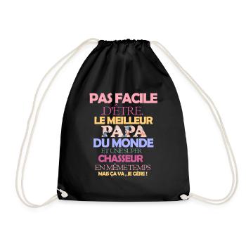 Pas facile meilleur papa et super chasseur - Sac de sport léger - noir - Devant