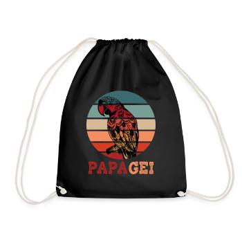 Papa Papagei Vater und Sohn Geschenkidee - Turnbeutel - Schwarz - Vorne
