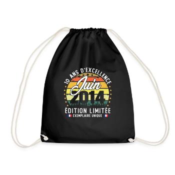 Juin 2014 Vintage Cadeau Anniversaire 10 Ans - Sac de sport léger - noir - Devant