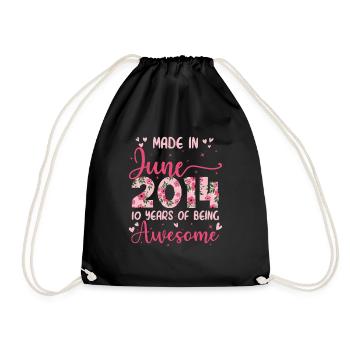 Juni 2014 Geschenk zum 10-jährigen Jubiläum für Mädchen - Turnbeutel - Schwarz - Vorne