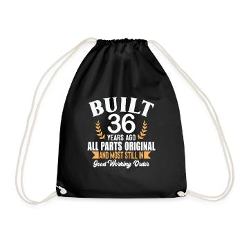 Built 36 Years Ago All Parts Original Outfit 36th - Drawstring Bag - black - Front