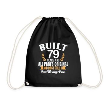 Built 79 Years Ago All Parts Original Outfit 79th - Drawstring Bag - black - Front