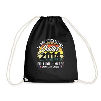Juillet 2014 Vintage Cadeau Anniversaire 10 Ans - Sac de sport léger - noir - Devant