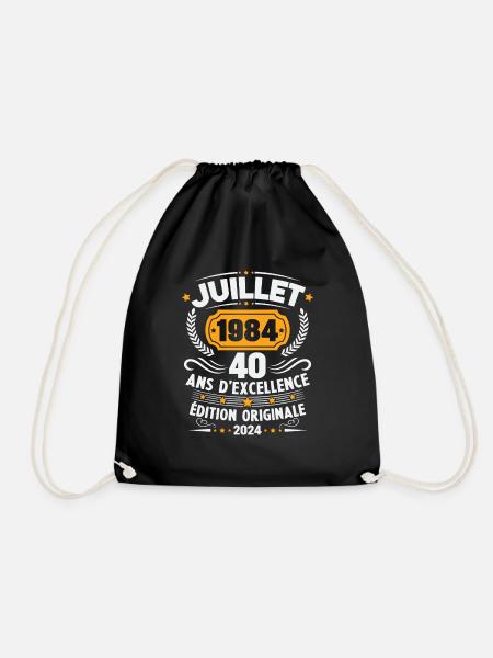 Jahrgang Juli 1984 Geschenk zum 40-jährigen Jubiläum - Turnbeutel - Schwarz