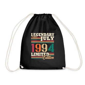 Jahrgang 1994 Juli Retro Geburtstagsgeschenk - Turnbeutel - Schwarz - Vorne