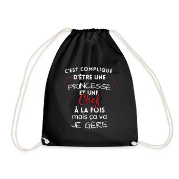 Princess and Chef, I manage! - Drawstring Bag - black - Front