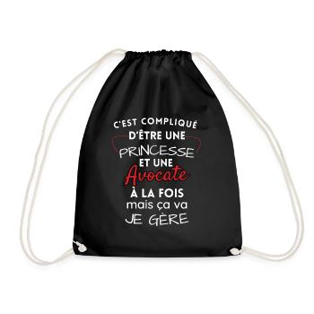 Princesse et Avocate, je gère! - Sac de sport léger - noir - Devant