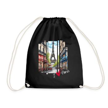 J’adore Paris : la Tour Eiffel et un Charming Café - Sac de sport léger - noir - Devant