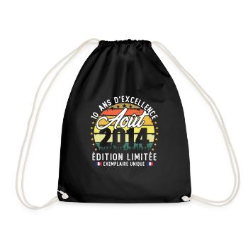Août 2014 Vintage Cadeau Anniversaire 10 Ans - Sac de sport léger - noir - Devant