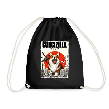 Corgi chien Corgizilla Drôle de chien Design Corgi - Sac de sport léger - noir - Devant