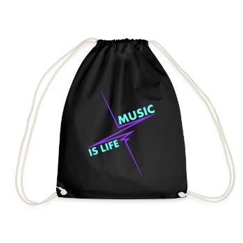 Music is Life Puls Heartbeat Music Frequency Lyrics - Drawstring Bag - black - Front