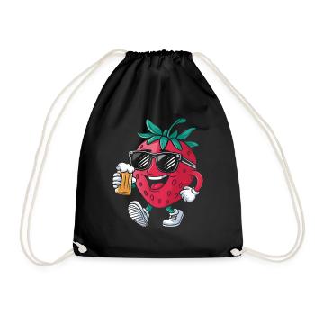 Erdbeeren Bier - Turnbeutel - Schwarz - Vorne