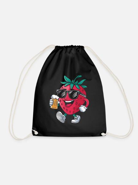 Erdbeeren Bier - Turnbeutel - Schwarz