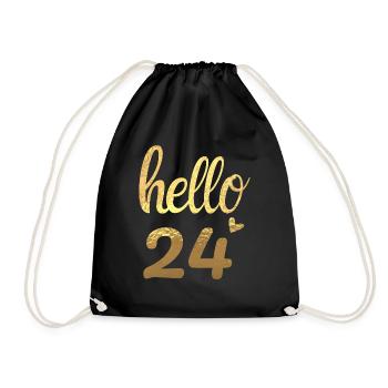 Hello 24 gold - Drawstring Bag - black - Front