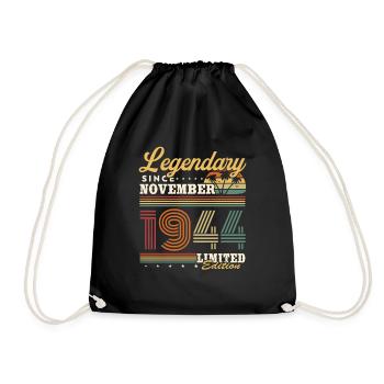 Legendary since November 1944 vintage birthday - Drawstring Bag - black - Front