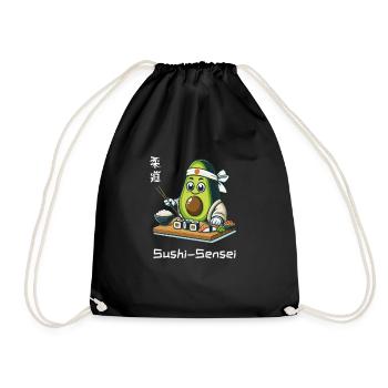 Avocado Sushi Sensei Chef Asian Cuisine - Drawstring Bag - black - Front