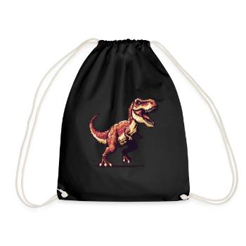 Retro Pixel Graphic T Rex Kids Clothing - Drawstring Bag - black - Front