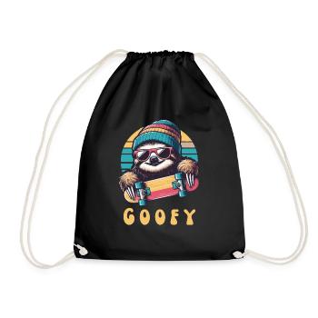 GOOFY Skater Sloth - Funny Skater Outfit - Drawstring Bag - black - Front