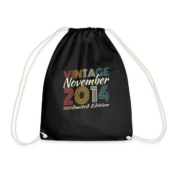November 2014 Vintage Retro Geburtstagsgeschenk - Turnbeutel - Schwarz - Vorne