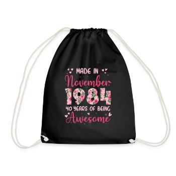 November 1984 Women's 40th Anniversary - Drawstring Bag - black - Front